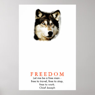 Original Freedom Motivational Wolf Poster Print