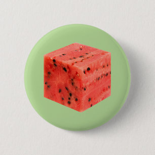 Original Fresh Sweet Red Watermelon Food Cube 2 Inch Round Button
