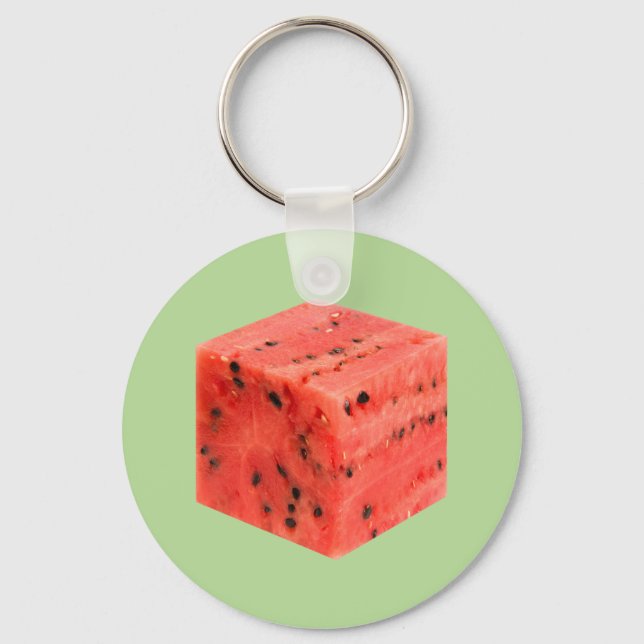 Original Fresh Sweet Red Watermelon Food Cube Keychain (Front)