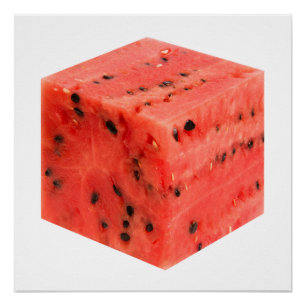 Original Fresh Sweet Red Watermelon Food Cube Poster