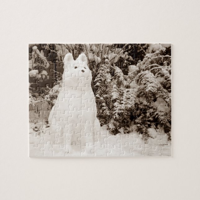 original funny akita snowman snow dog  jigsaw puzzle (Horizontal)