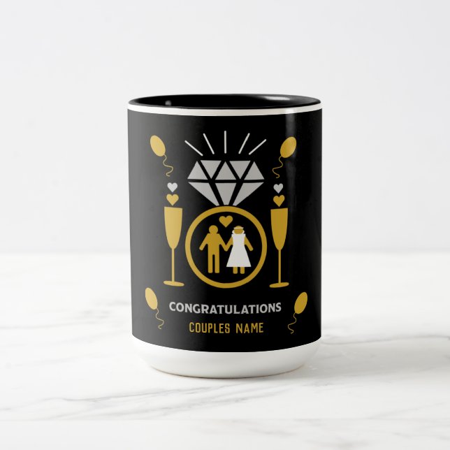Original Funny Engagement Congratulations Gift   Two-Tone Coffee Mug (Center)