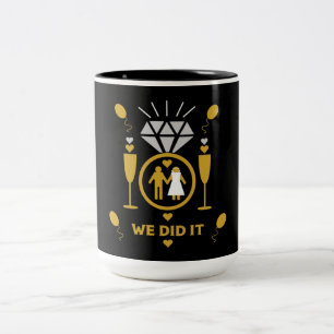 Original Funny Engagement Congratulations Two-Tone Coffee Mug