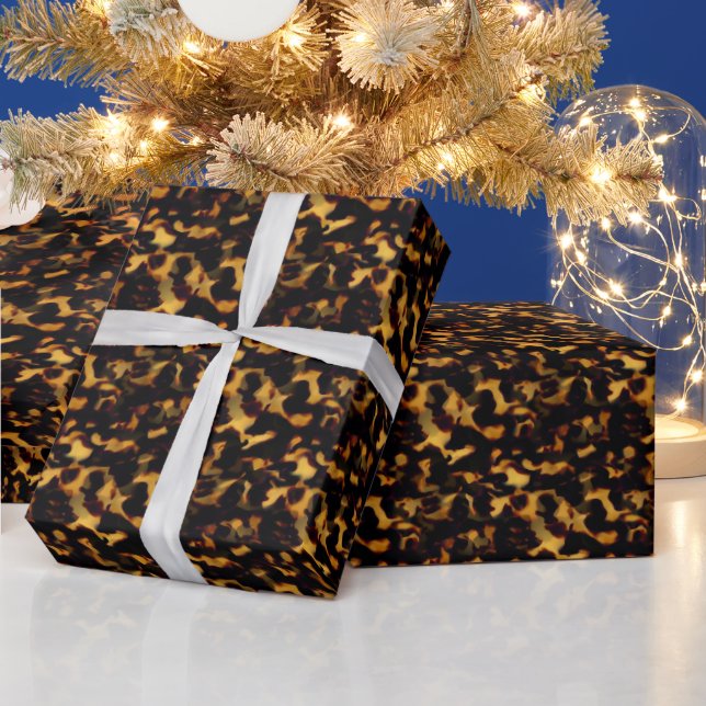 Original Gold and Brown Tortoiseshell Seamless Rep Wrapping Paper (Holidays)