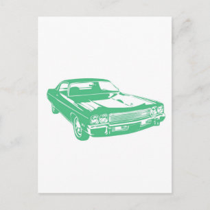 Original green car postcard