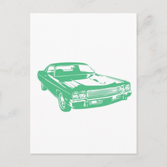 Original green car postcard (Front)