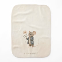 Original Hand Painted Mouse Holding Flower Nursery