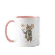 Original Hand Painted Mouse Holding Flower Nursery