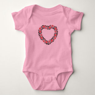 Original Heart of cross-stitch red rose flowers Baby Bodysuit