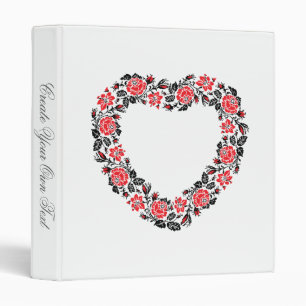 Original Heart of cross-stitch red rose flowers Binder