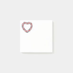 Original Heart of cross-stitch red rose flowers Post-it Notes