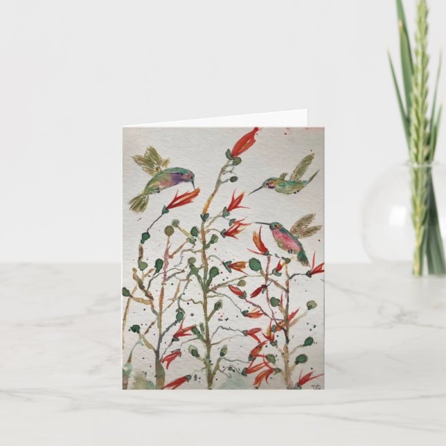 Original Hummingbird Art on Blank Card (Front)