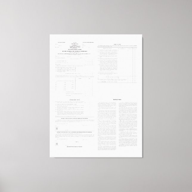 Original Income Tax Form 1040 from 1913 (4) Pages Canvas Print (Front)