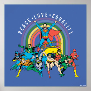 Original Justice League - Peace, Love, Equality Poster