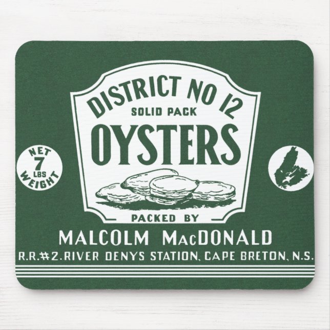 Original Label Retro Cape Breton Oysters Mousepad (Front)