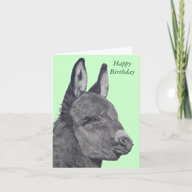 original lifelike drawing of Cute donkey Card (Front)