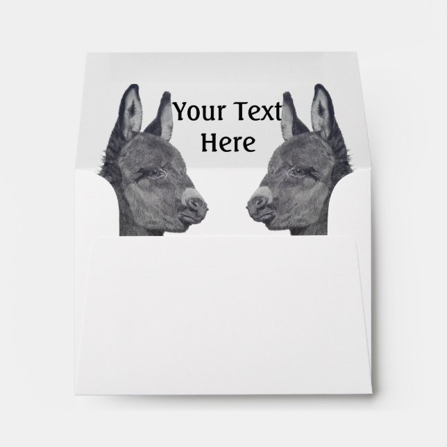original lifelike drawing of Cute donkey  Envelope (Back (Bottom))