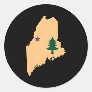 Original Maine State Flag Northern New England Dir Classic Round Sticker