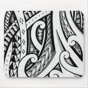 Original Maori tribal tattoo design with shading Mouse Pad