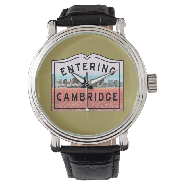 Original Massachusetts Entering Sign Cambridge MA Watch (Front)