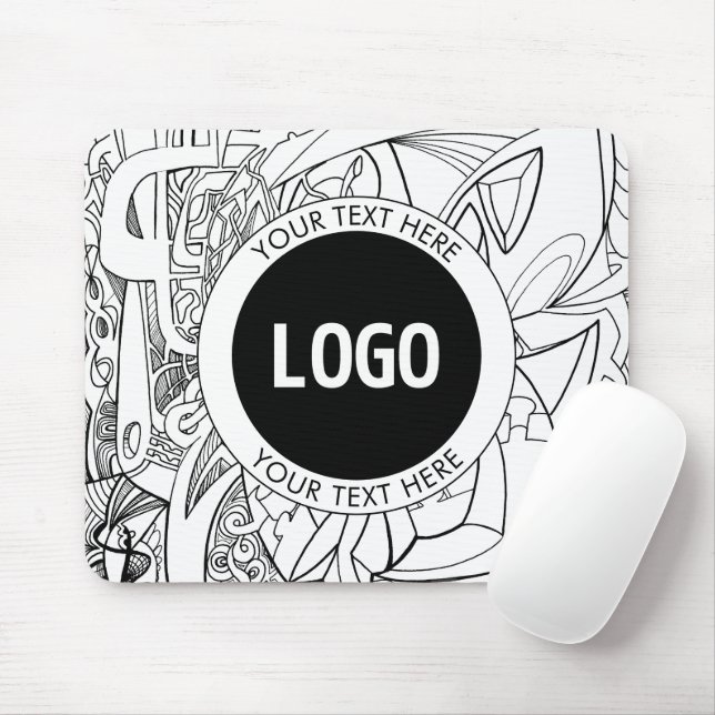 Original Modern Line Artwork & Your Logo Mouse Pad (With Mouse)