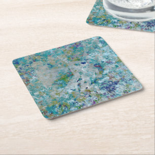 Original Modern One Of A Kind Abstract Art Design Square Paper Coaster