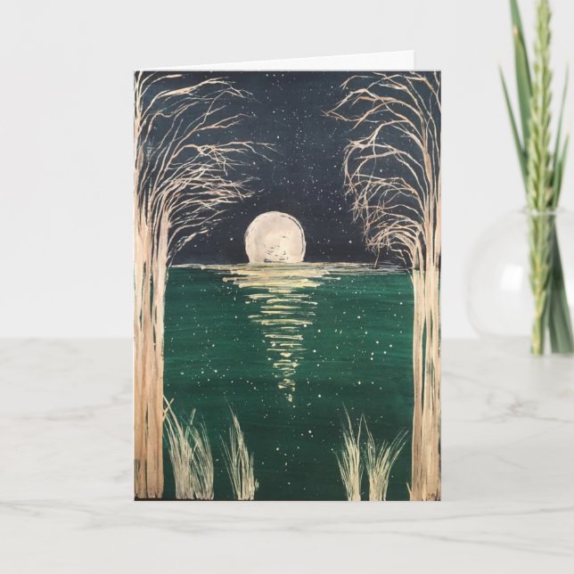 Original Moon Watercolor on Blank Card (Front)
