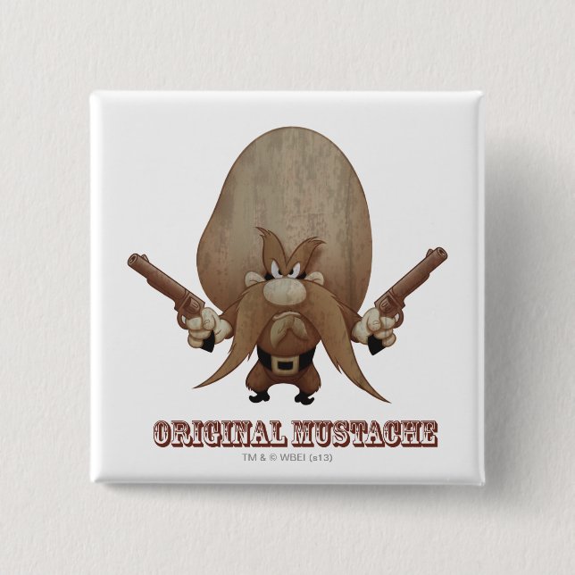 Original Moustache 2 Inch Square Button (Front)