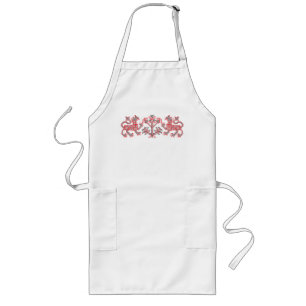 Original National Red cross-stitch lion ornament Long Apron