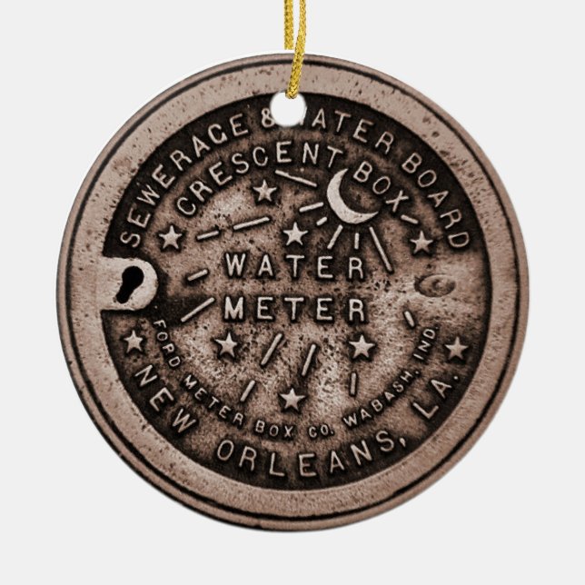 Original New Orleans Water Metre Lid Ceramic Ornament (Front)
