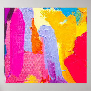 Original Oil Painting: Colorful Abstract Poster