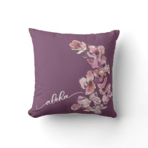 Original Orchid Aloha Throw Pillow 16" x 16"
