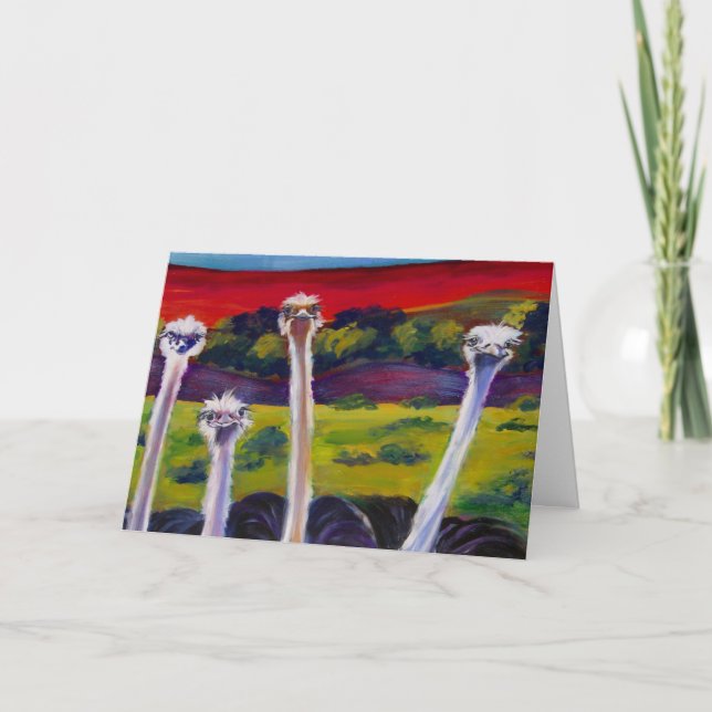 Original 'OSTRICHES" Greeting Card (Front)