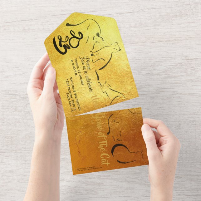 Original Painting Cat Vietnamese New Year 2023 Inv All In One Invitation (Tearaway)