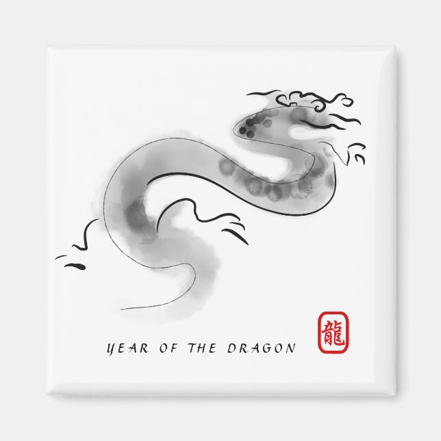 Original Painting Chinese Dragon Year Birthday SqM Magnet (Front)