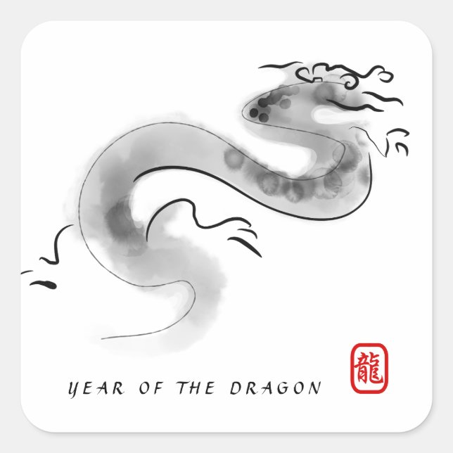 Original Painting Chinese Dragon Year Birthday SqS Square Sticker (Front)