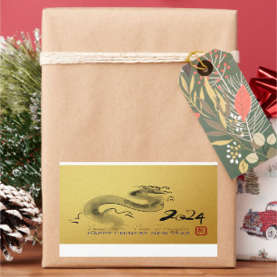 Original Painting Chinese Dragon Year Gold SqS Sticker