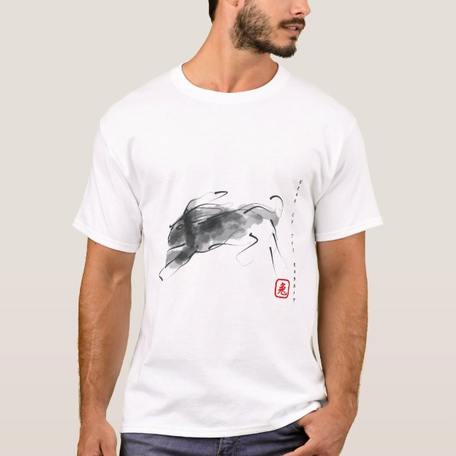 Original Painting Chinese Rabbit Year Birthday T-Shirt (Front)