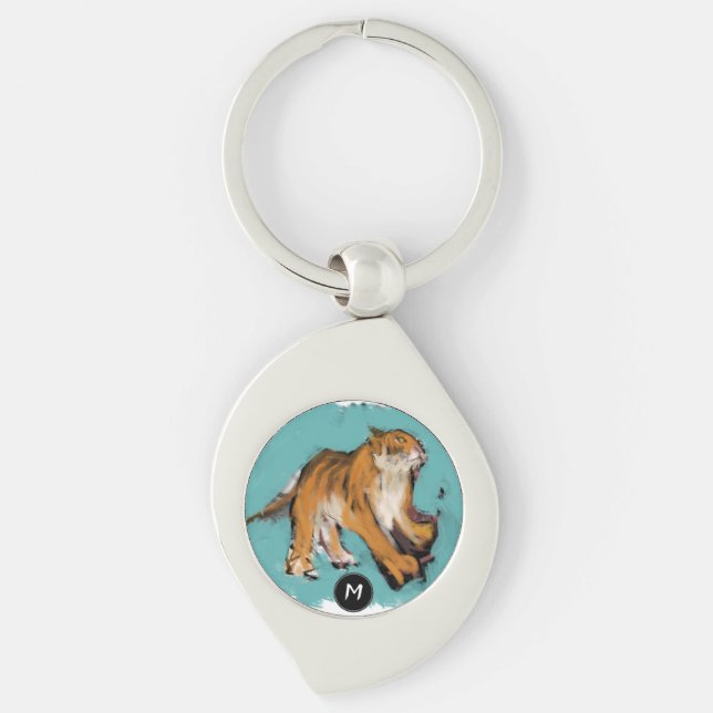 Original Painting Chinese Tiger Year Name Birthday Keychain (Front)