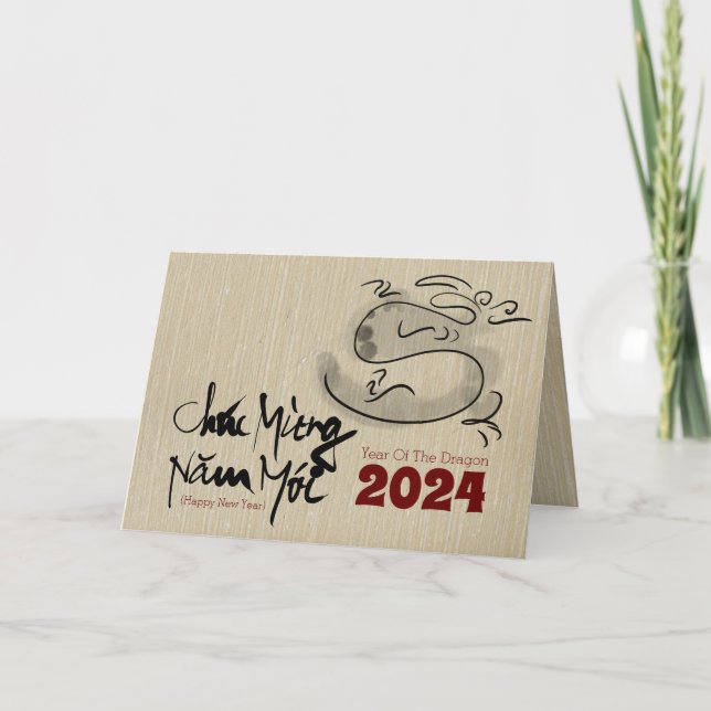 Original Painting Dragon Vietnamese New Year 2024 Holiday Card (Front)