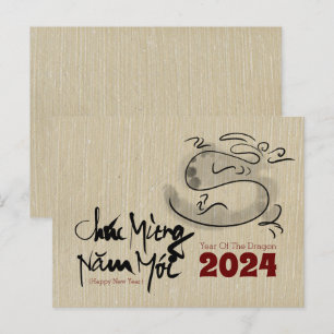 Original Painting Dragon Vietnamese New Year 2024 Postcard