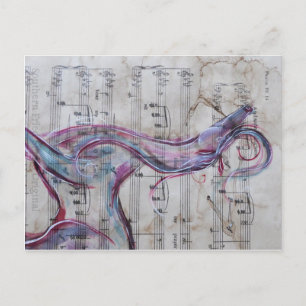 Original Painting Horse on Song sheet Postcard