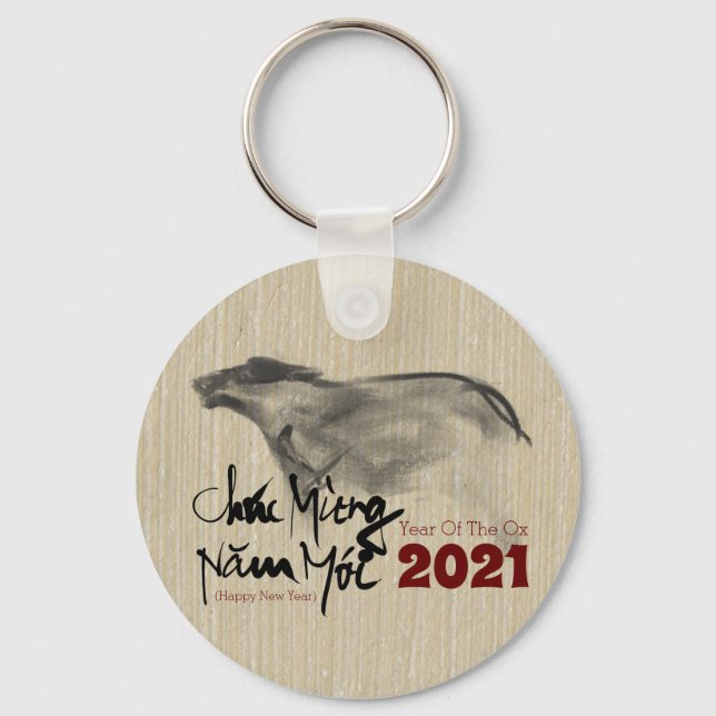 Original Painting OX Vietnamese New Year 2021 RK Keychain (Front)