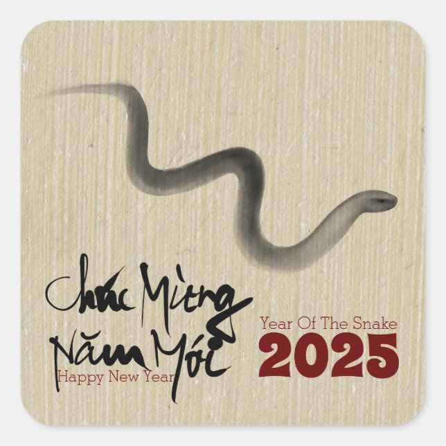 Original Painting Snake Vietnamese New Year 2025 Square Sticker (Front)