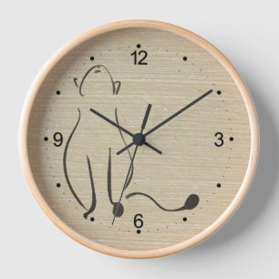 Original painting Vietnamese Cat Year Birthday WC Clock