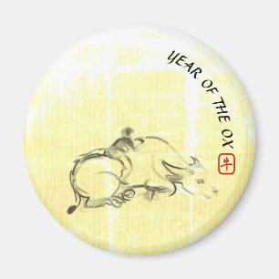 Original painting Water Buffalo Child Ox Year RRM Magnet