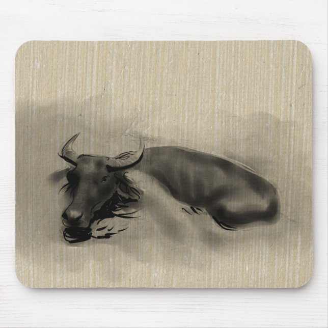 Original Painting Water Buffalo Ox Year Zodiac MP Mouse Pad (Front)