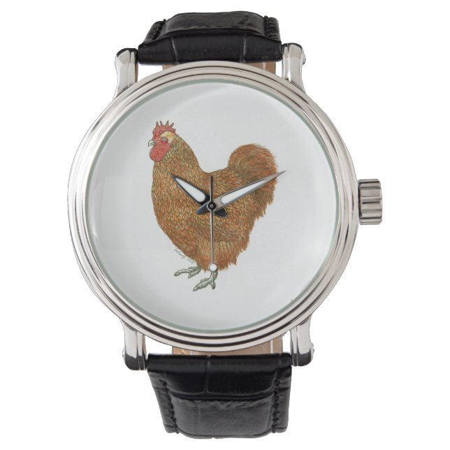 Original pen and ink drawing of a chicken watch (Front)