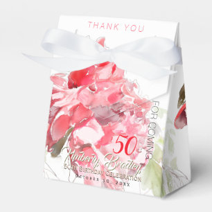 Original Peony watercolors 50th Birthday Thanks FB Favor Box