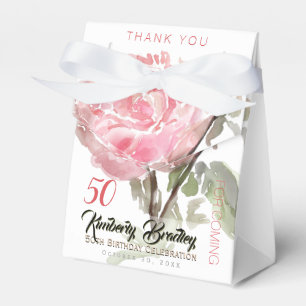 Original Peony watercolors 50th Birthday TOFB Favor Box